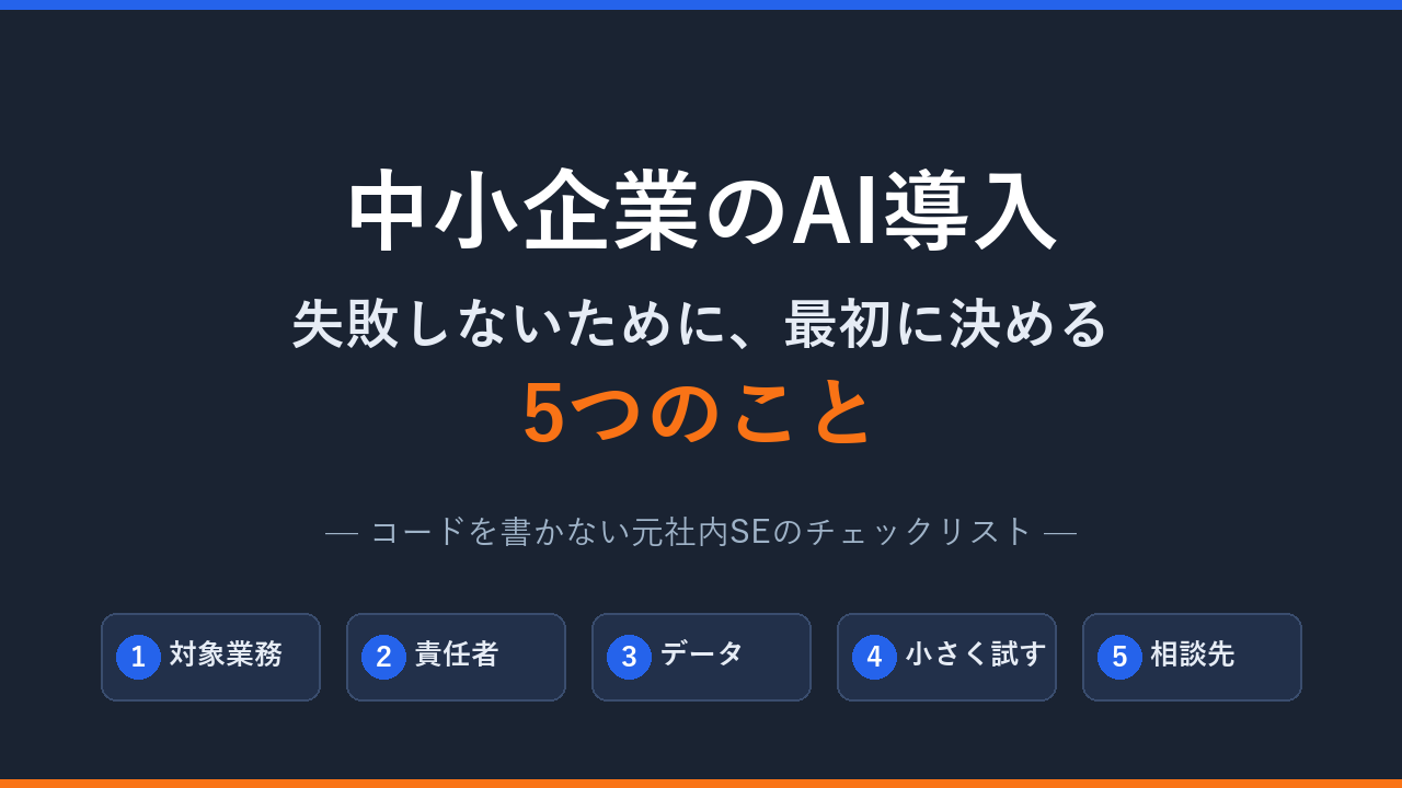 中小企業のAI導入で失敗しないために最初に決める5つのことのタイトル画像