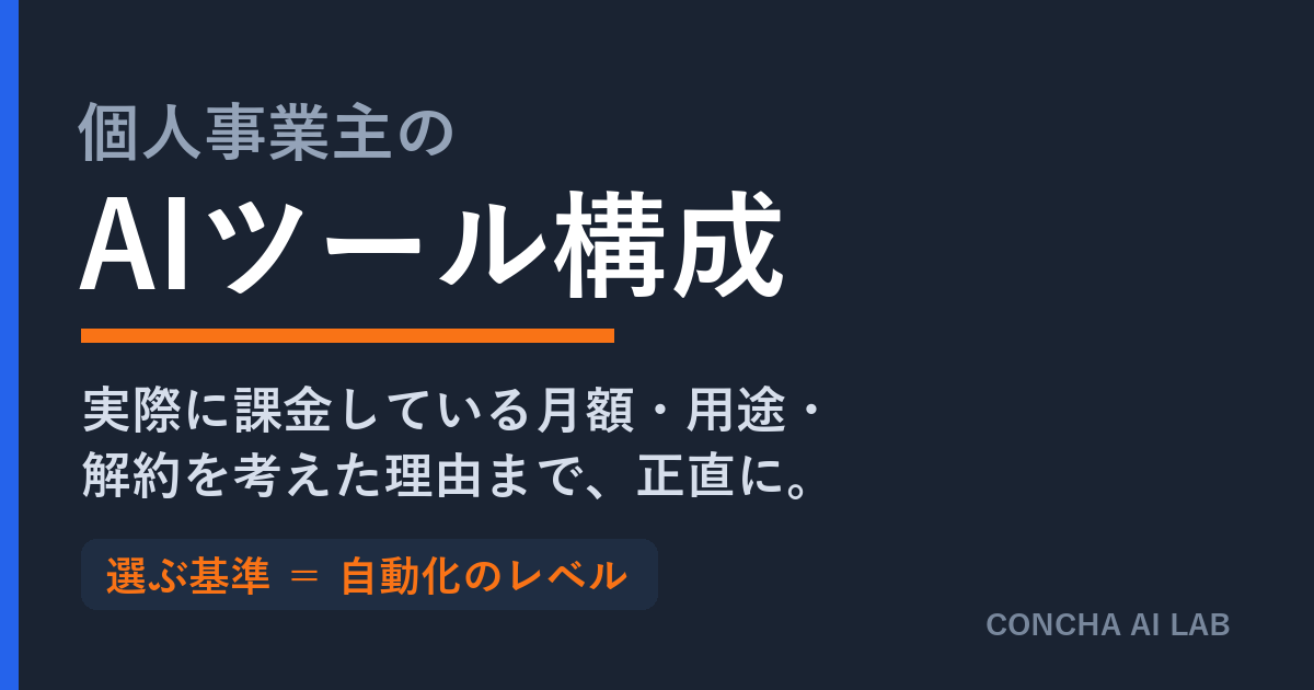 個人事業主のAIツール構成（月額・用途・解約を正直に公開）